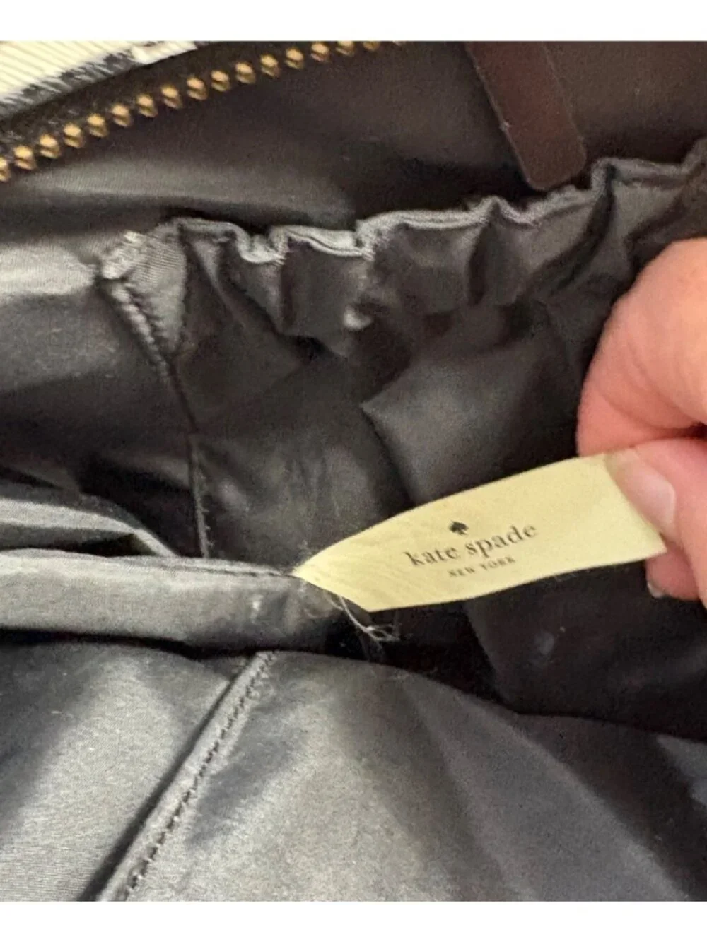 Kate Spade Diaper Bag Black White Check with Changing Pad flaw
